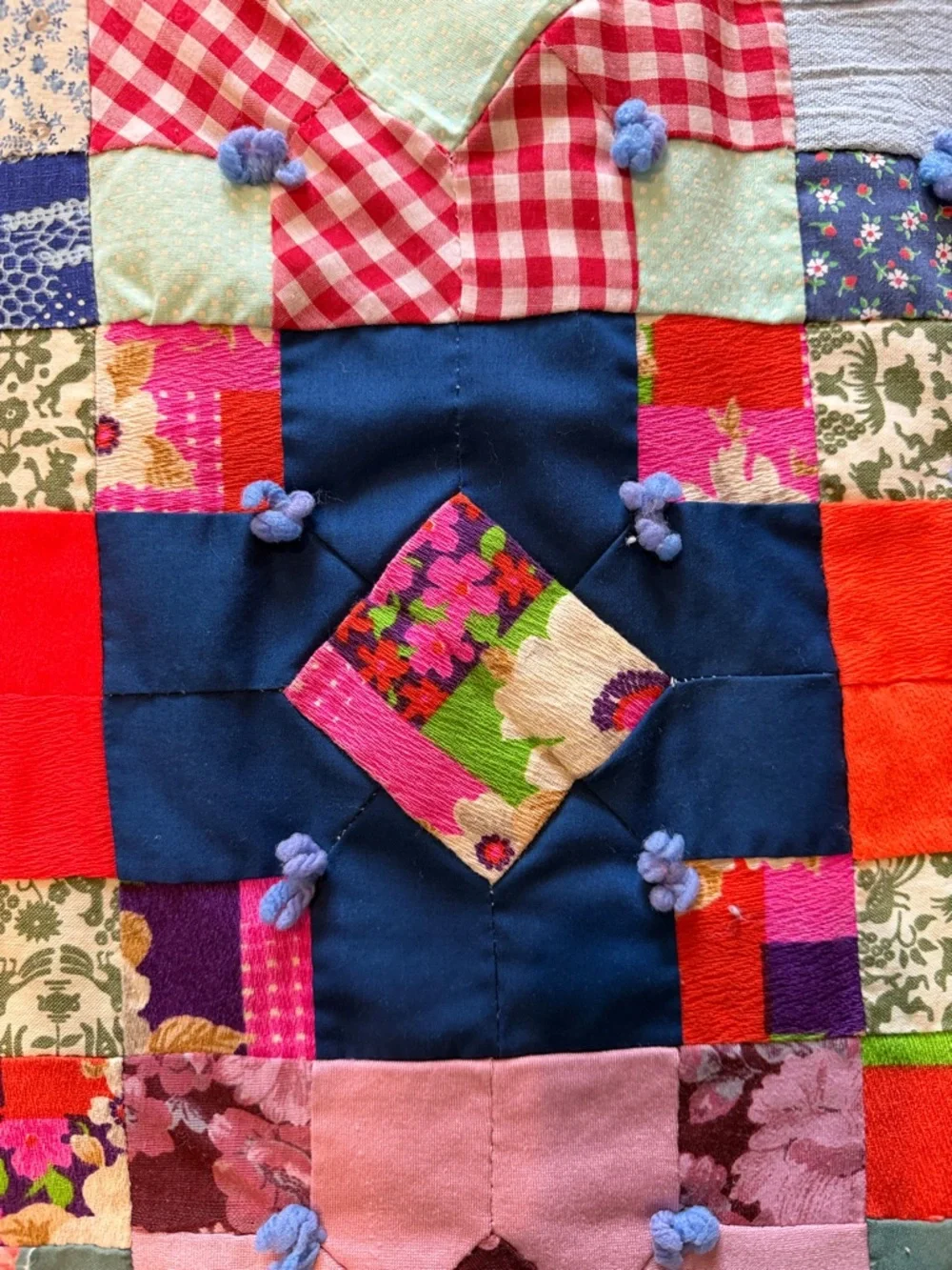 Vintage Hand Stitched Multicolor Patchwork Quilt - Cutter Quilt